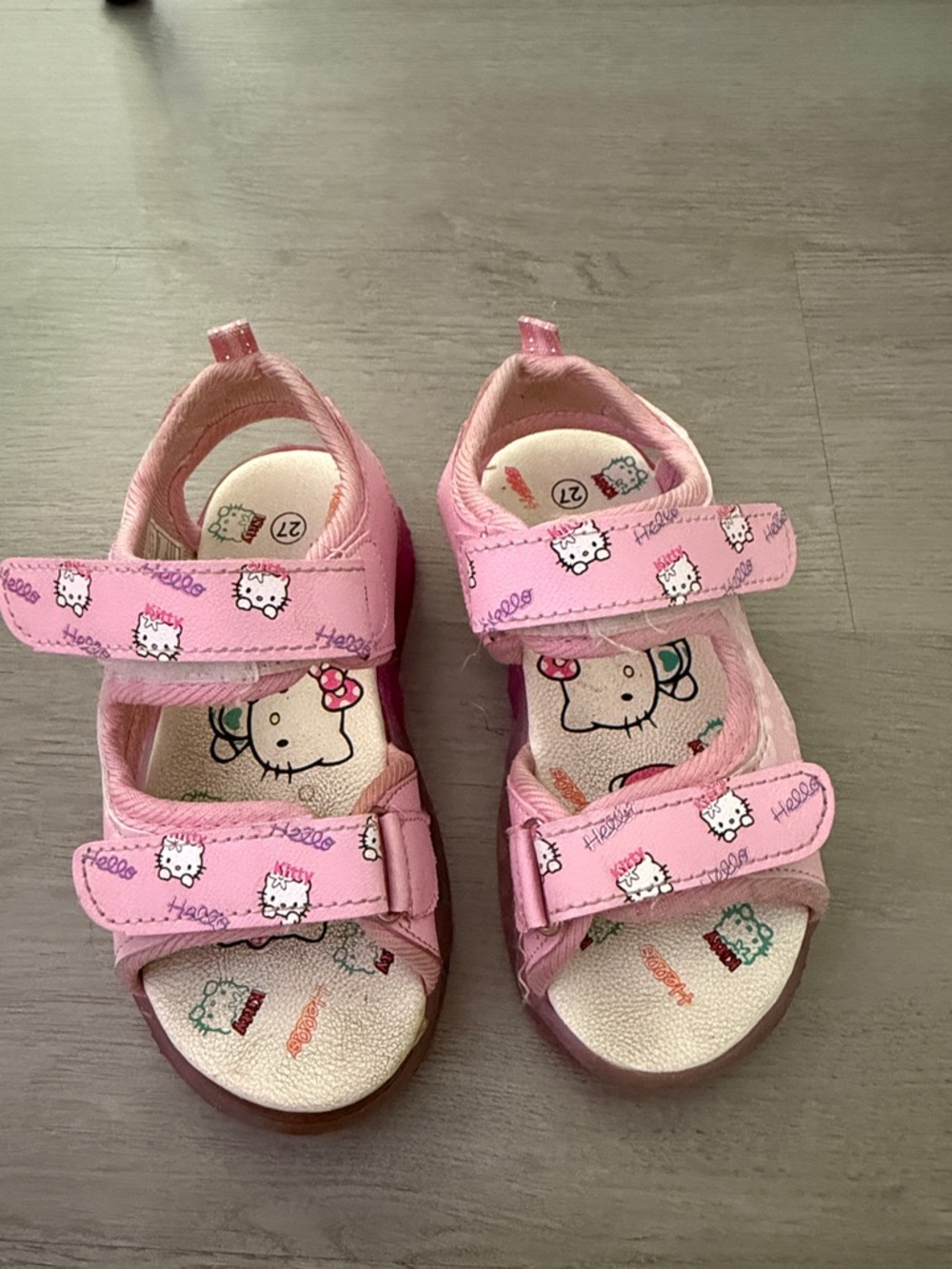 Hello Kitty Pink Girls' Velcro Sandals with Character Print